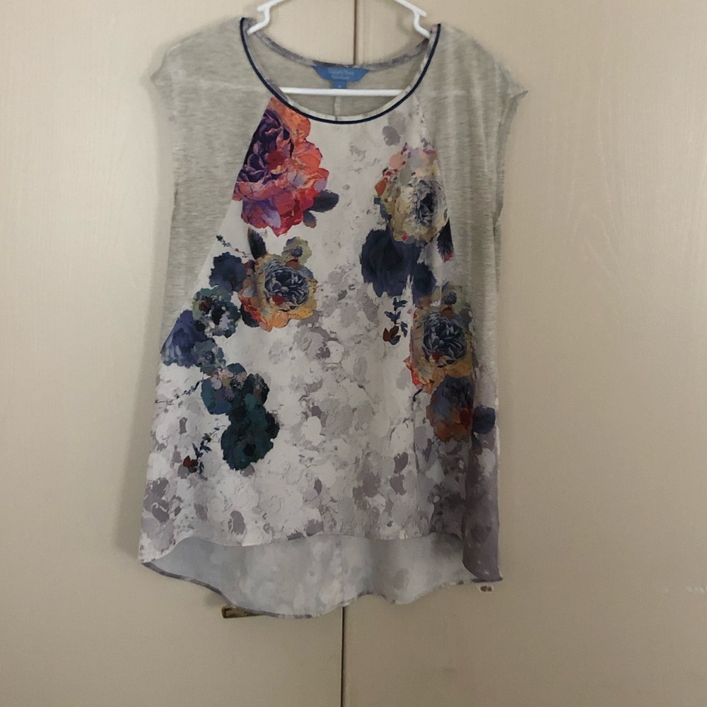 Floral and gray blouse